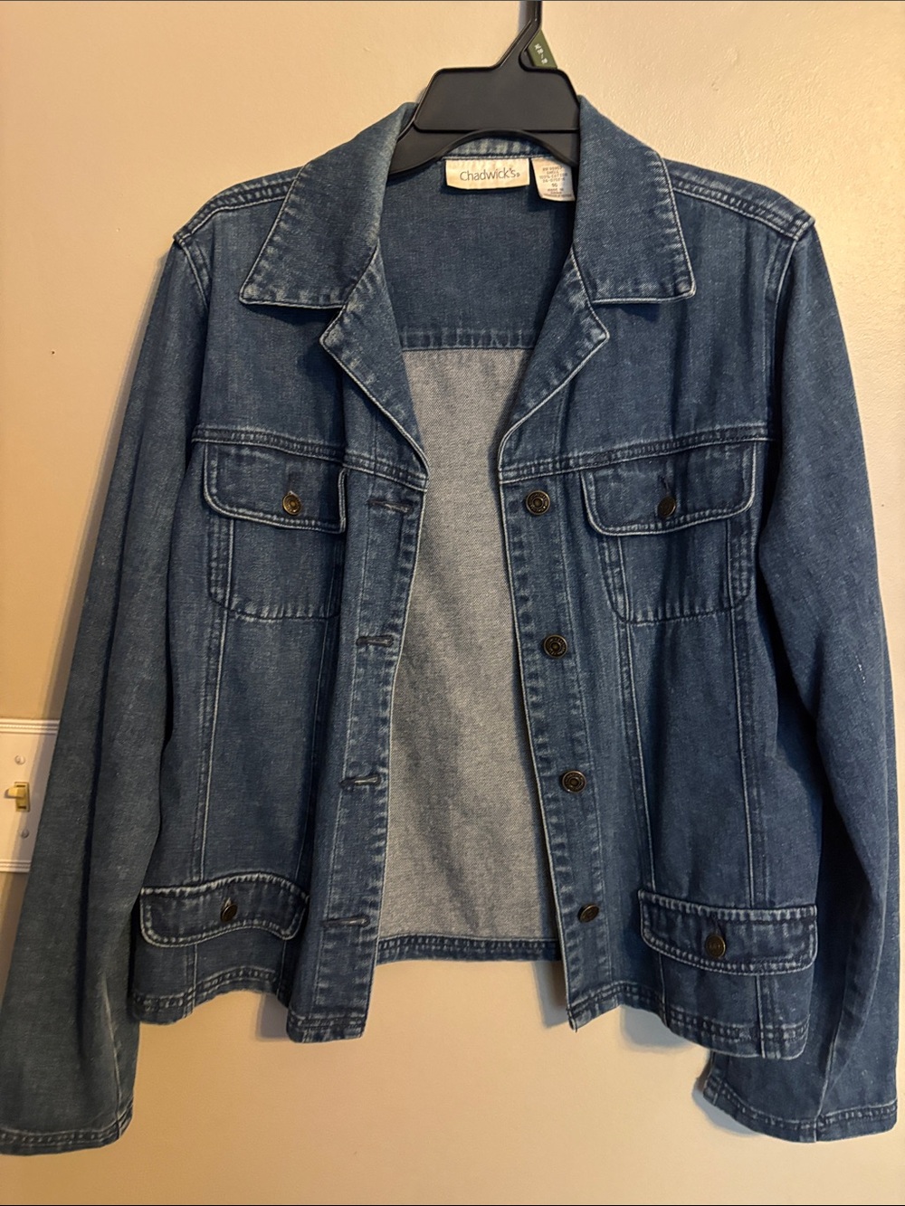Chadwicks Navy-Blue Denim Jacket with Button Front